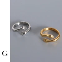 ghidbk minimalist statement goldsilver color unique design irregular hug hands rings stainless steel summer jewelry wholesale