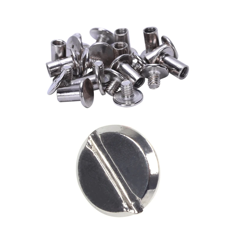 10Pcs Scrapbook 5Mm X 8Mm Nickel-Plated Binding Post Screw & 10 Sets Leather Belt 5 X 6 Mm Silver Screw Binding