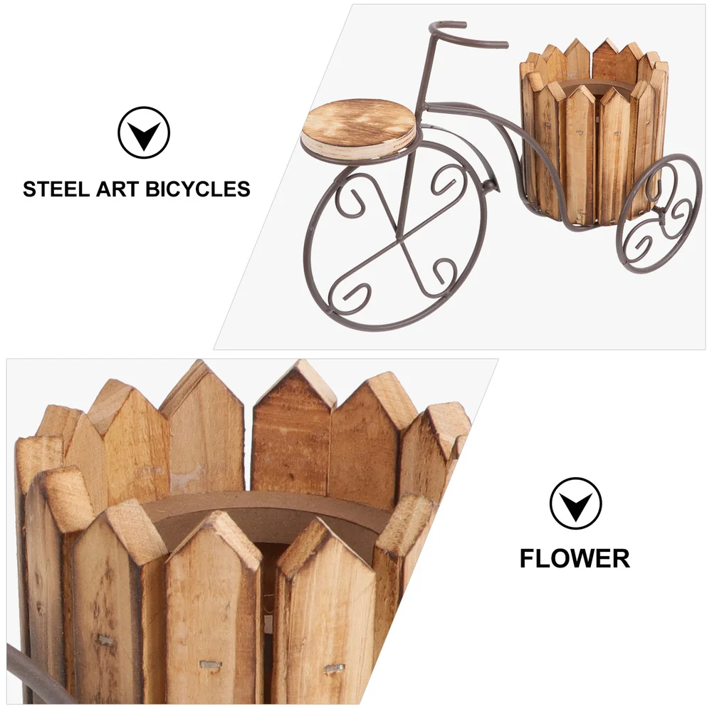 

Iron Bike Plant Stand Rustic Style Flower Pot Cart Holder Desktop Decoration