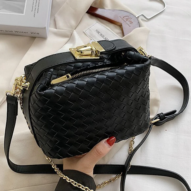 Элегантная женская плетеная маленькая сумка через плечо 2020 Новая