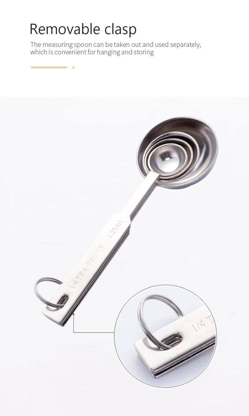 5/4Pcs Stainless Steel Kitchen Measuring Spoons Teaspoon Coffee Sugar Scoop Cake Baking Flour Measuring Cup Baking Accessories images - 6