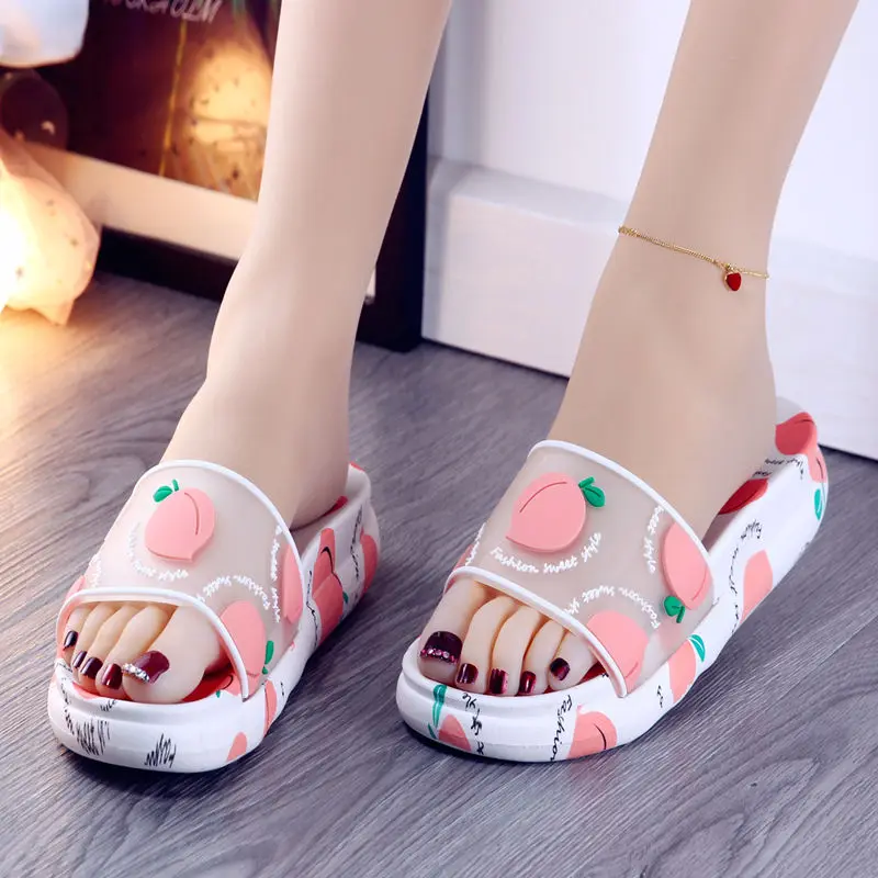 

LLUUMIU Summer Slippers Women Slides Shoes Cartoon Fruit Strawberry Pineapple Peach Girl Flip Flops Slide Sandals Beach Slides