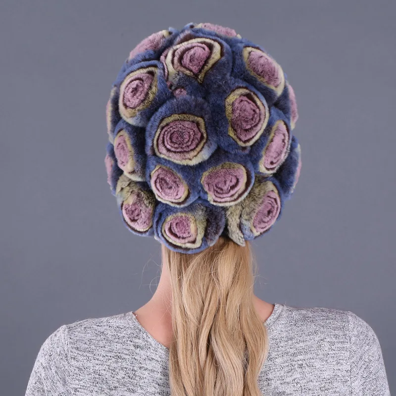 

2019 New Luxury 100% Natural Real Fox Fur Hat Women Winter Knitted Real Fox Fur Bomber Cap Girls Warm Soft Fox Fur Beanies Hats