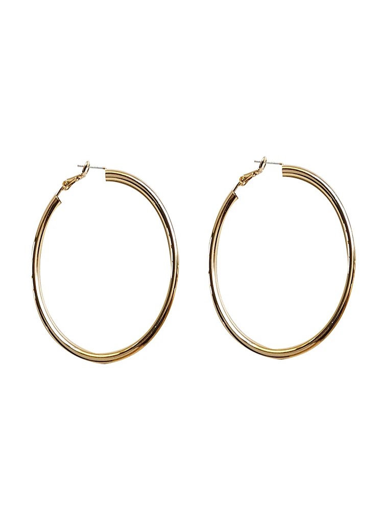 

kshmir 2021 new European and American exaggerated big ear rings personality trend round glossy earrings hip-hop wind lady earrin