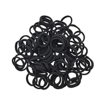 50pcs elastic hair band black ponytail holder solid candy rainbow colors 4cm diameter bun tie rope xc191110