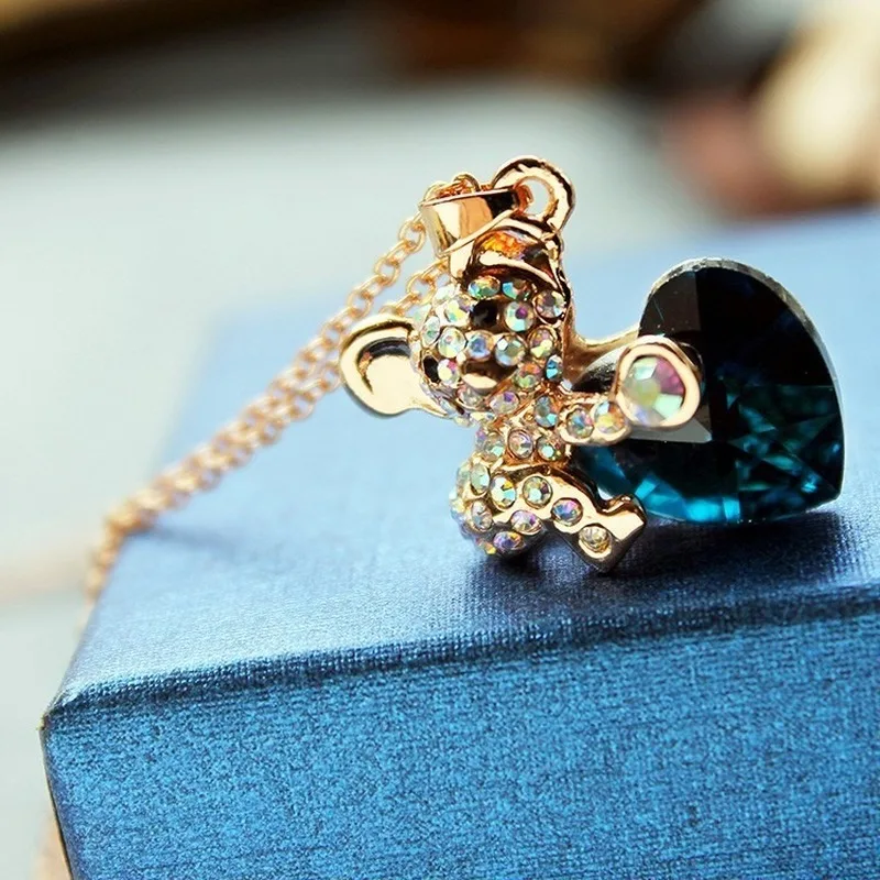 

Pendant Necklace Rose Gold color Rhinestone Cute Koala heart necklaces women Fashion Jewelry for women MLY1121