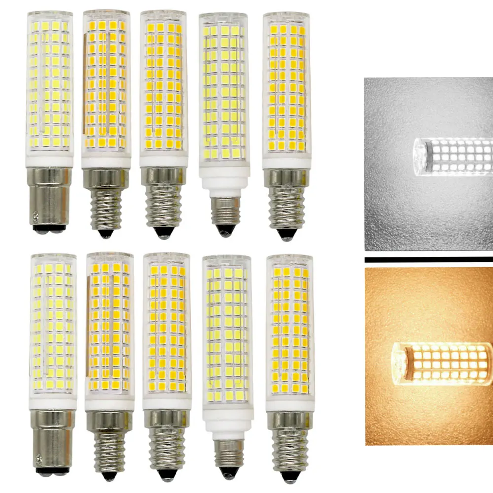 10Pcs Dimmable LED Bulb 15W E14 E12 E11 BA15D LED Corn Crystal Chandelier Light Source LED Ceramic Lamp 136 leds 110V 220V
