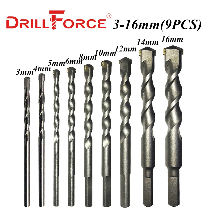

Набор сверл Drillforce для бетона 3-16 мм
