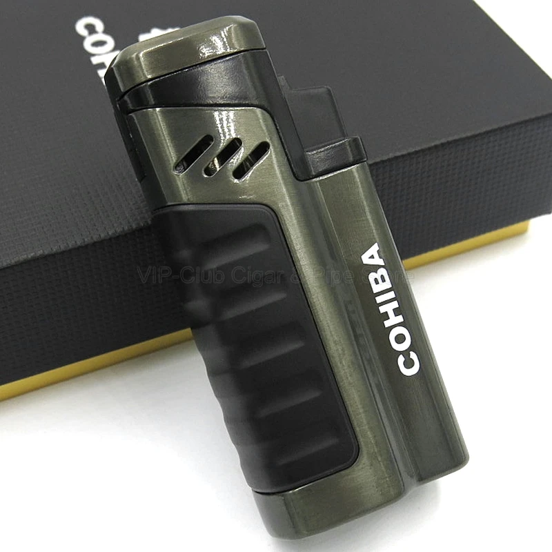 Cohiba Металл 4 фонарь Jet пламя сигарета зажигалка многоразового использования с удар гаджет открытый инструмент для курения портативный