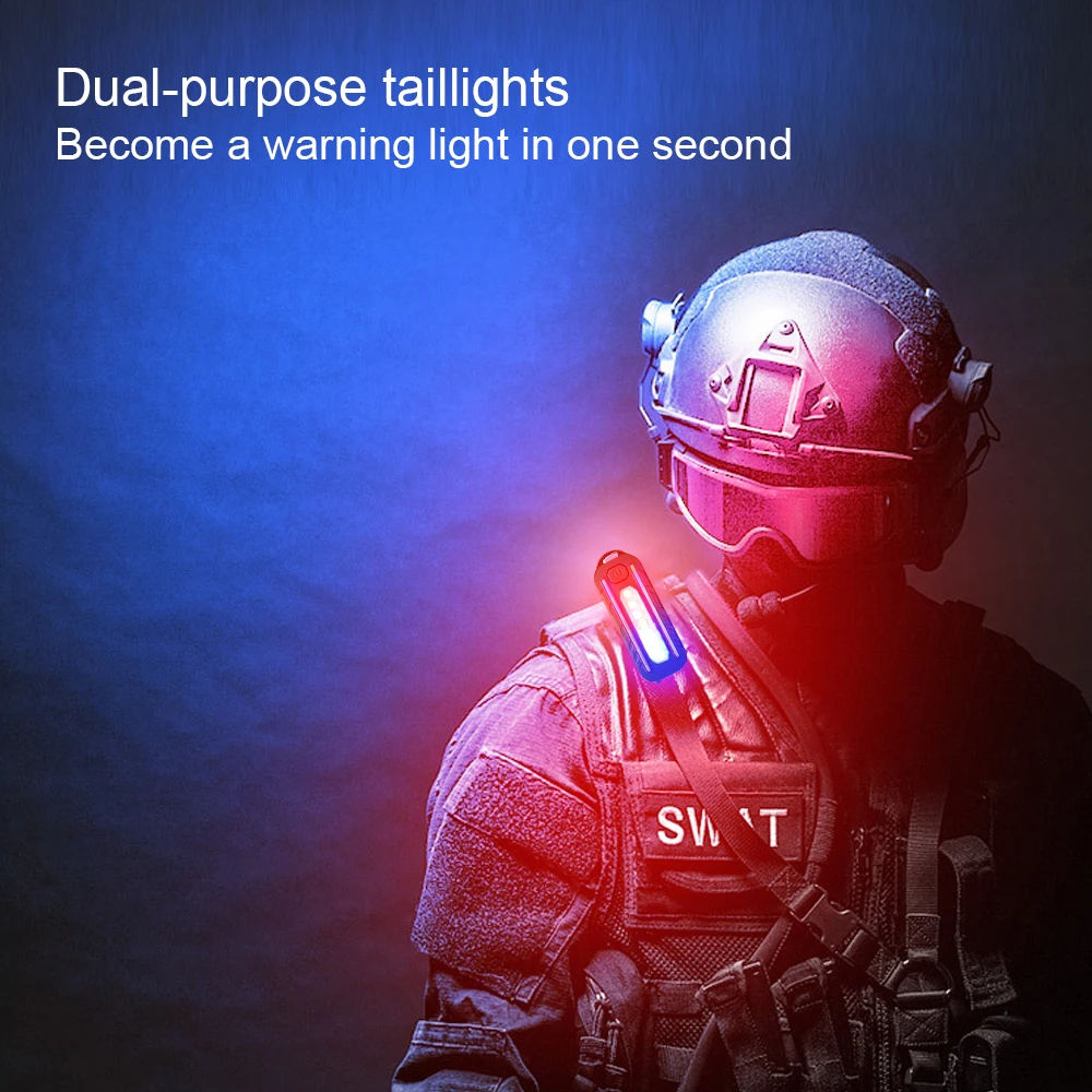 Mini LED Flashlight USB Charging Safety Warning Light Waterproof Police Shoulder Clip Lights With Red Blue Work Lamp | Лампы и