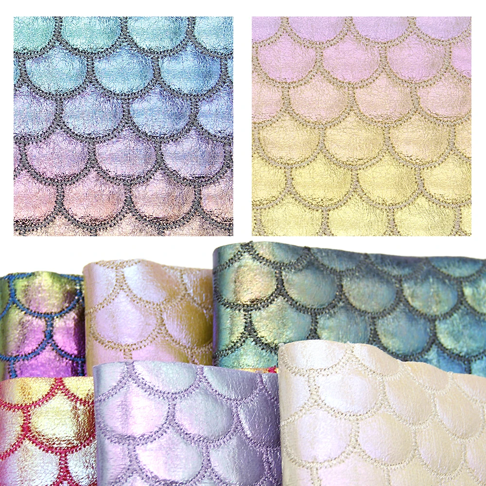 20*33 см чешуя Русалки хлопчатобумажная ткань из искусственной кожи с зажимом для