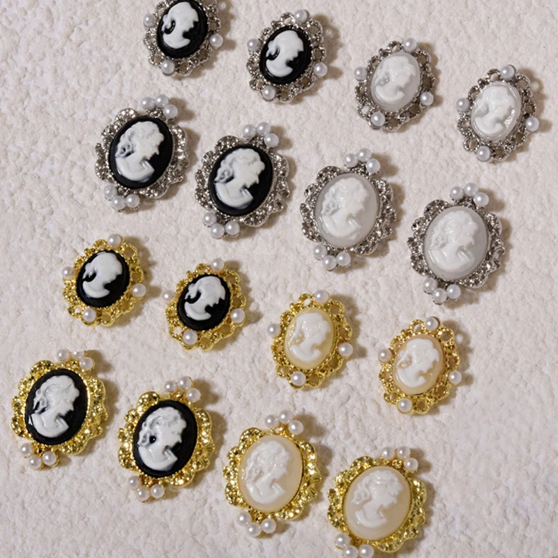 

3Pcs Baroque Retro Court Style Photo Frame Nail Art Decorations Delicate Pearl Alloy Manicure Accessories Wholesale Dropshipping