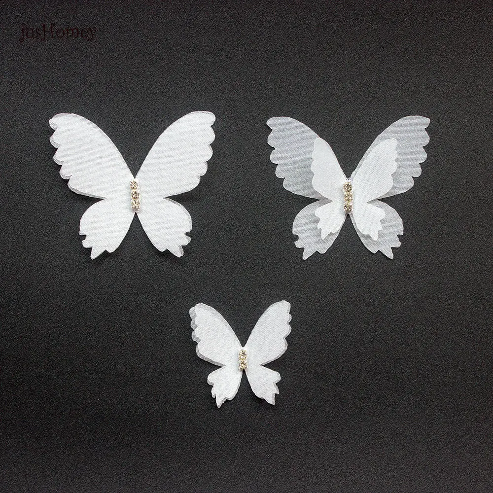100 шт белая Органза бабочка аппликации 45 мм прозрачный шифон Бабочка для вечерние
