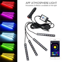 car rgb led neon interior light lamp strip decorative atmosphere light phone app control for android ios bluetooth compatible