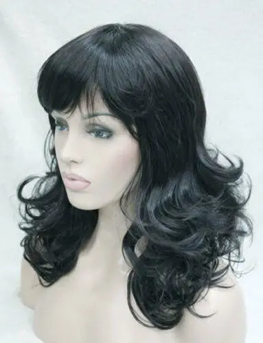 Новый Средний новейший Черный волнистый стиль парики для волос женский парик |