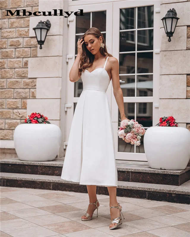Mbcullyd Короткое свадебное платье длиной ниже колена 2020 с открытой спиной а силуэта