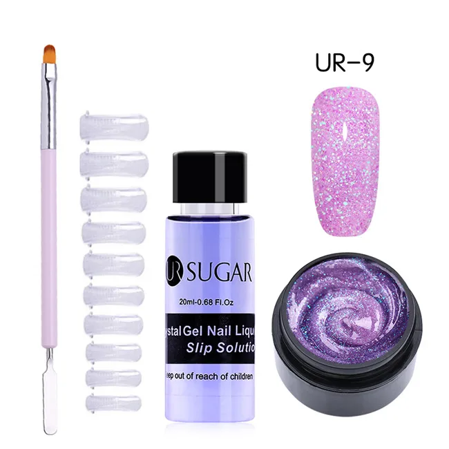 4pcs set9 UR SUGAR 15 мл Быстрый строительный поли гель продлевающий половой акт розовый блеск Замачивание от УФ СТРОИТЕЛЬ удлинение гель набор Типсы для маникюра палец расширение - Цвет: 4pcs set9