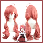 VTuber Сакура Miko парик конский хвост Hololive Косплей розовые длинные вьющиеся 3D Youtuber Девушки синтетические волосы