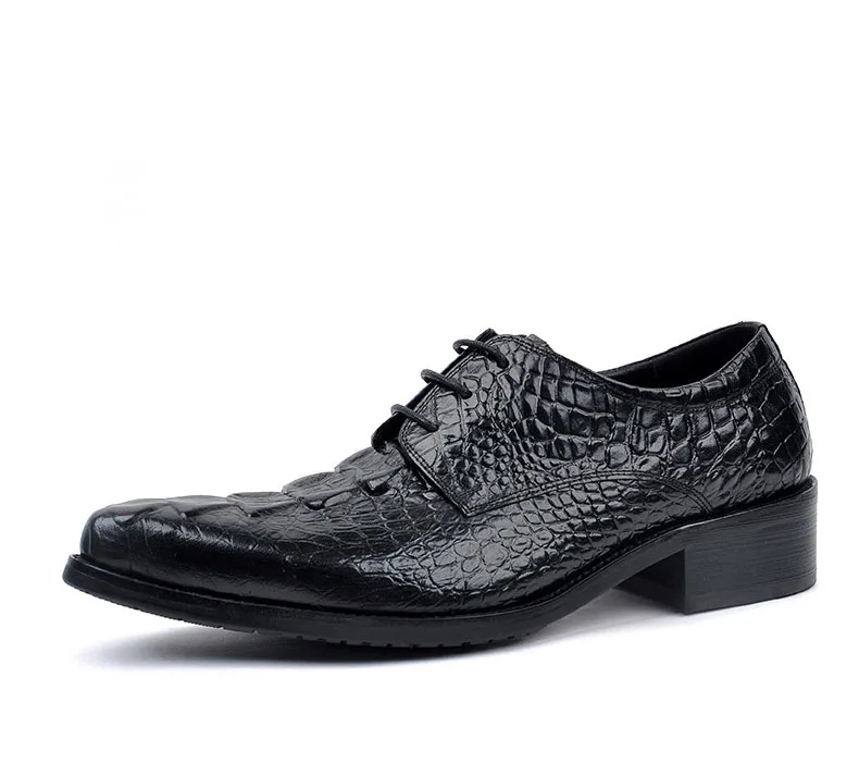 Туфли мужские классические из натуральной кожи с крокодиловым узором | Обувь