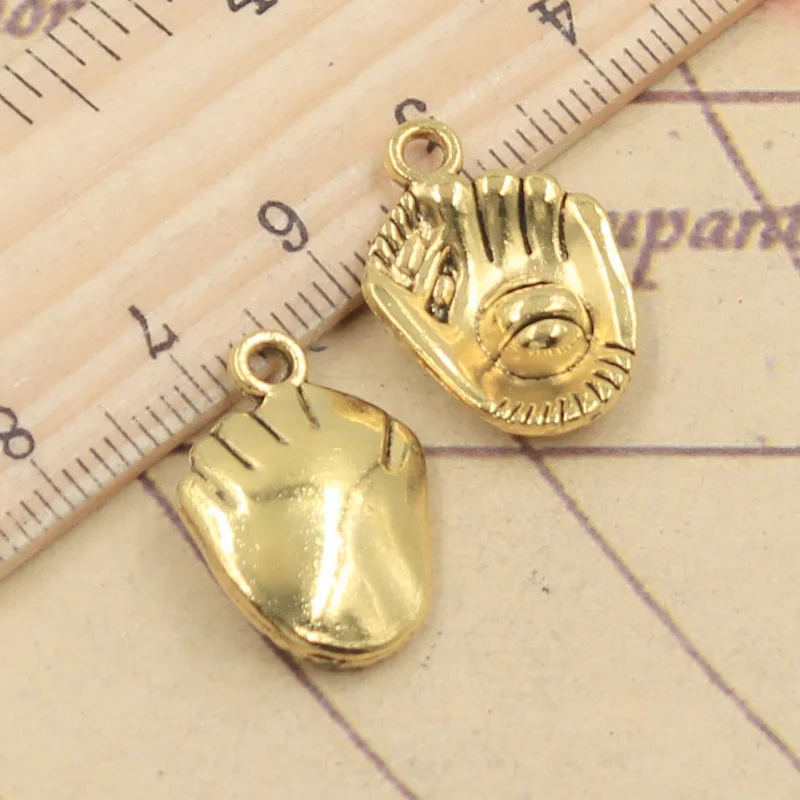 10 шт. 3 цвета шармы бейсбольные перчатки 20x14 мм тибетские бронзовые серебряные