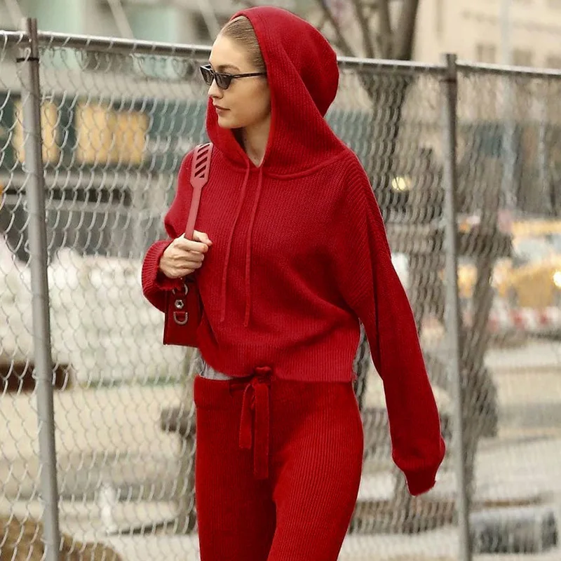 Новинка осени 2019 года женские повседневные трикотажные пуловеры с капюшоном на