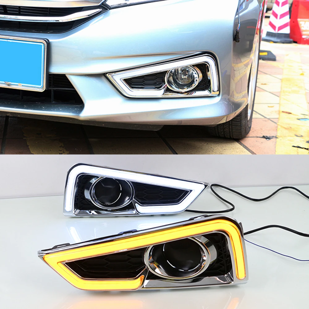 Мигающий Светодиодный дневной светильник s для Honda City 2015 2016 колпак