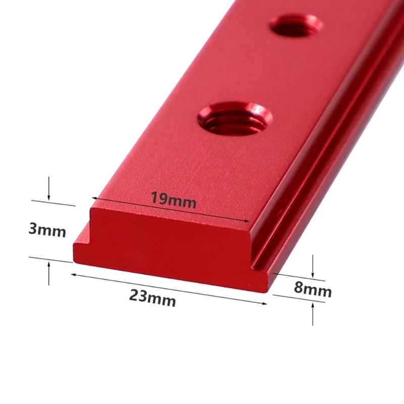 

Woodworking Tool M6/M8 T track Slot Slider Sliding Bar Aluminium Alloy Red 100/450/200/300mm Teeth Teethless for 30 Type