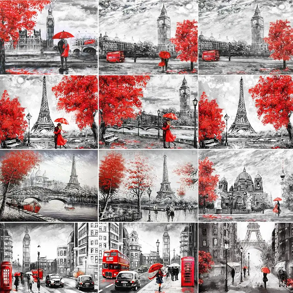 

5D "сделай сам" Эйфелева башня алмазов картина в виде улиц камни в форме ромба/круглая мозаика с бриллиантовой вышивкой Стразы пейзаж фотогра...