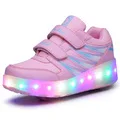 

2019 LED Light Sneakers with Wheel Boy Girl Roller Skate Casual Shoe with Roller Girl One Wheel Black