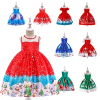 christmas dress for girls print pincess dresses kids new year clothing children party ball gown dress kids christmas clothes