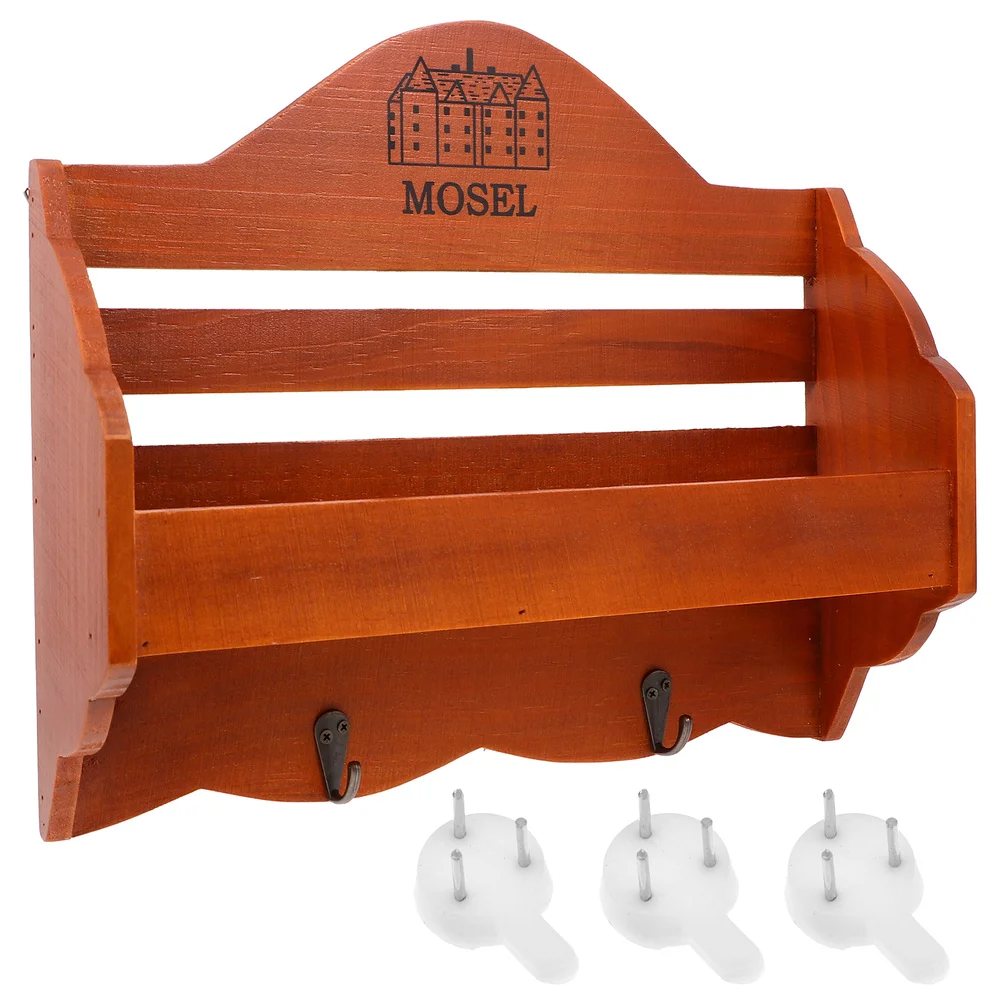 

1Pc Household Storage Rack Wooden Key Hanger Porch Storage Box Stand (Brown)