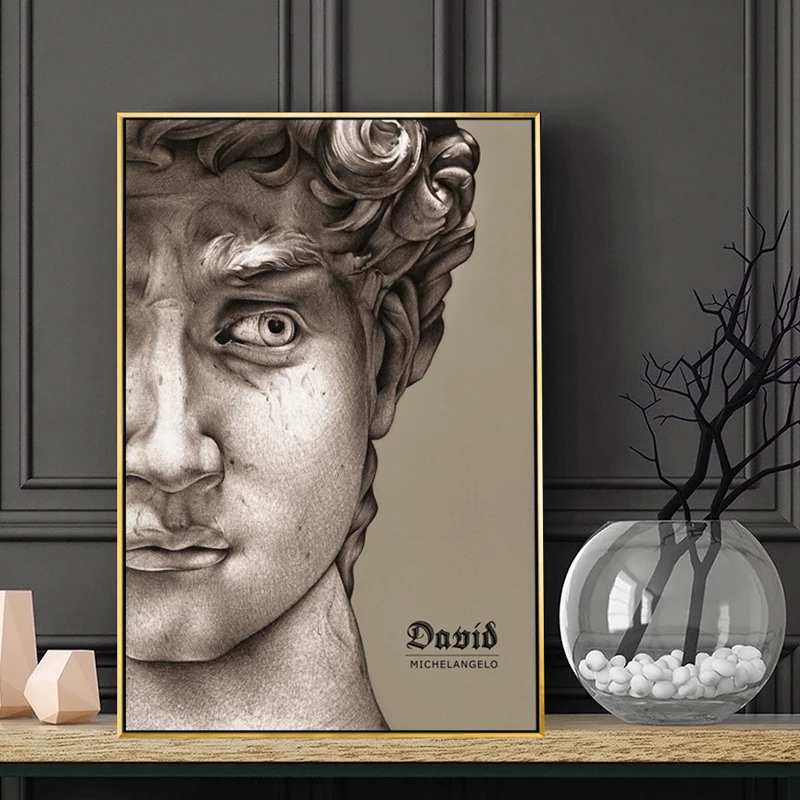 

Nordic Geometric Pattern Abstract Angry David Canvas Painting Posters Wall Art Pictures Modern Home Decorations For Living Room