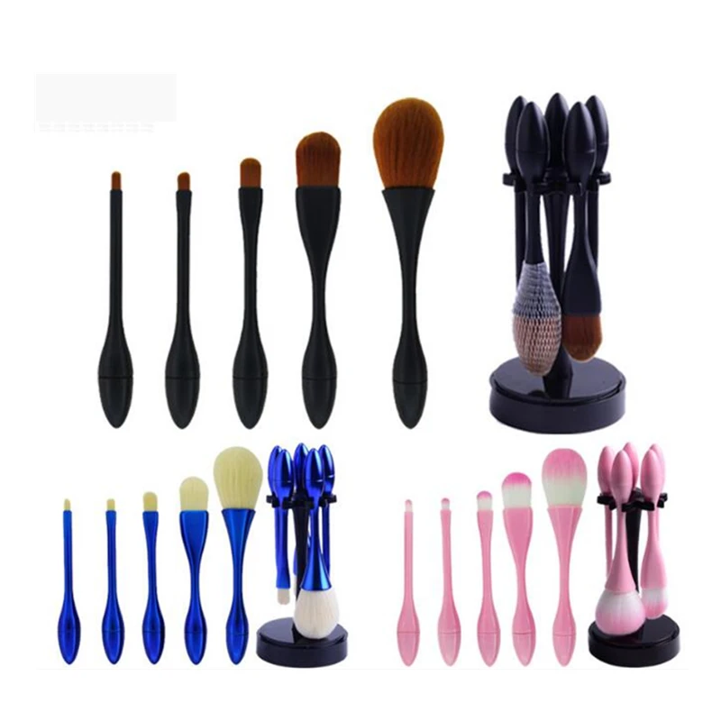 

New 5pcs Goblet Small Waist Makeup Powder brush set Multicolor Soft Wool fiber Professional Cosmetics Foundation Artist Tool