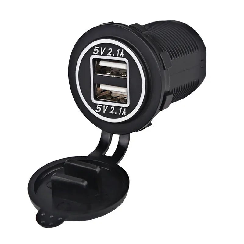 

Dual USB Cup Type Car Charger Blue LED Display Adapter for Motorcycles Boat