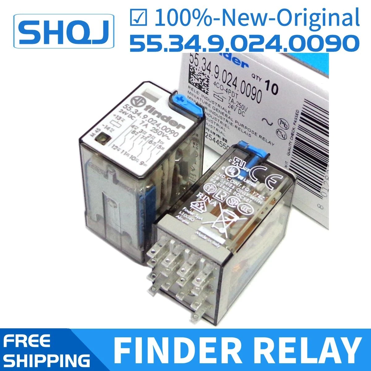 

finder relay 55.34.9.024.0090 24VDC+LED 4CO 14PIN 7A 100%-new-original