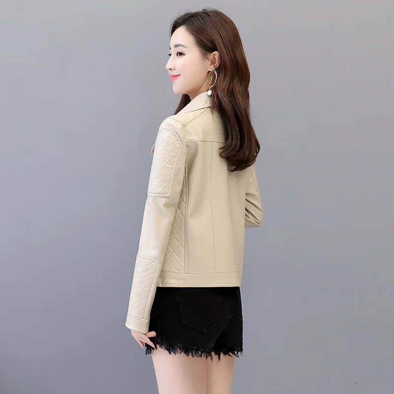 Куртка и пальто из искусственной кожи для женщин короткая тонкая Черная