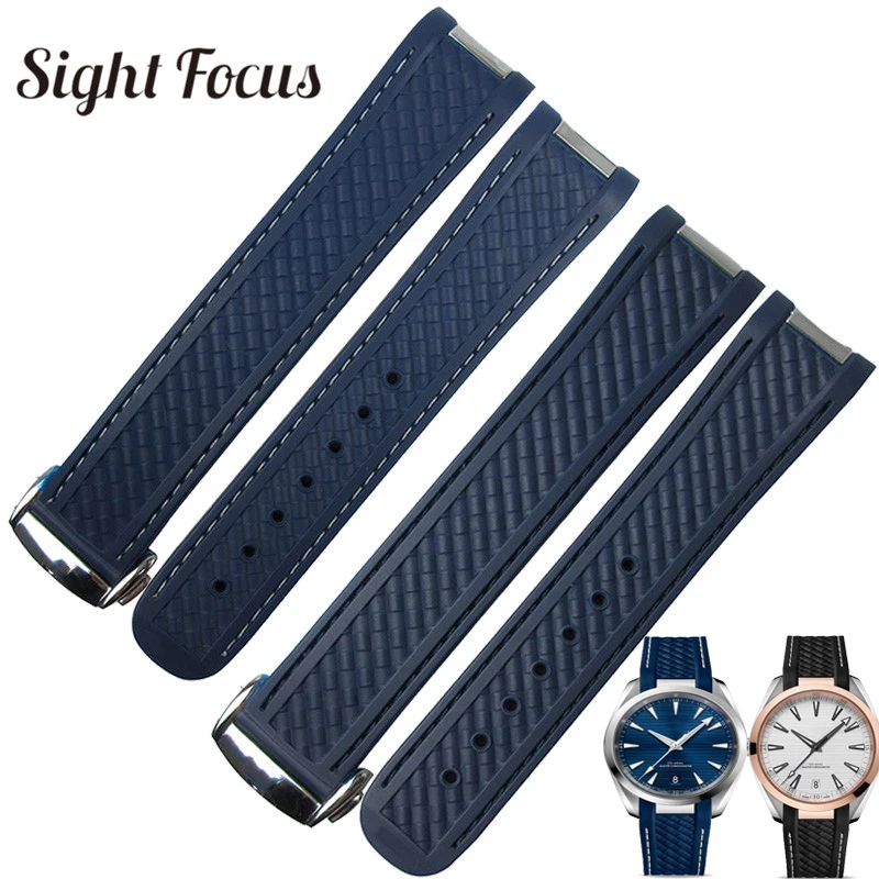 20 мм резиновый ремешок для часов Omega Seamaster Новинка 300 8900 Aqua Terra AT150 застежка синий