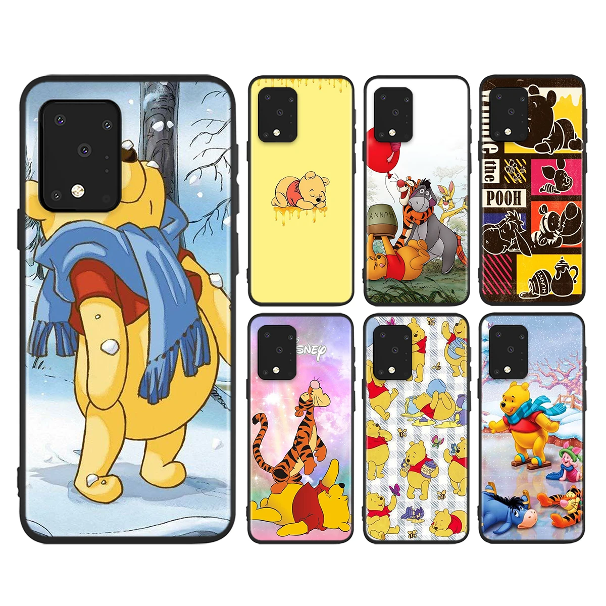 

Disney Cartoon Pooh Bear Soft TPU Cover For Samsung Galaxy A72 A52 A42 A32 Lite A22 A13 A12 5G A03S A02S A02 Black Phone Case