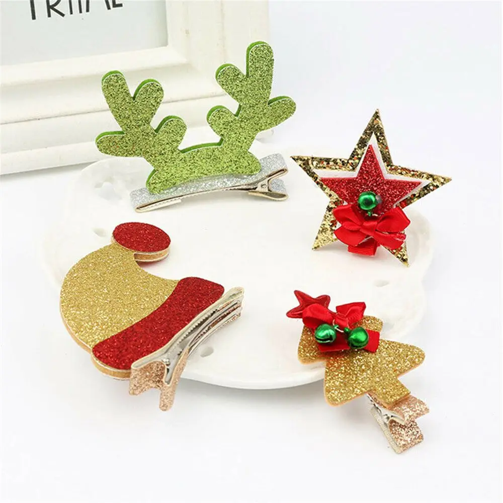 1 шт. Рождество сверкающих большой рога шапка заколка зажим для волос Для женщин