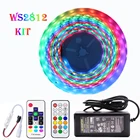 WS2812B Светодиодные ленты индивидуально адресуемых Smart RGB 60 светодиодовM and1721 ключи RF Беспроводной пульт дистанционного управления, источника питания комплект
