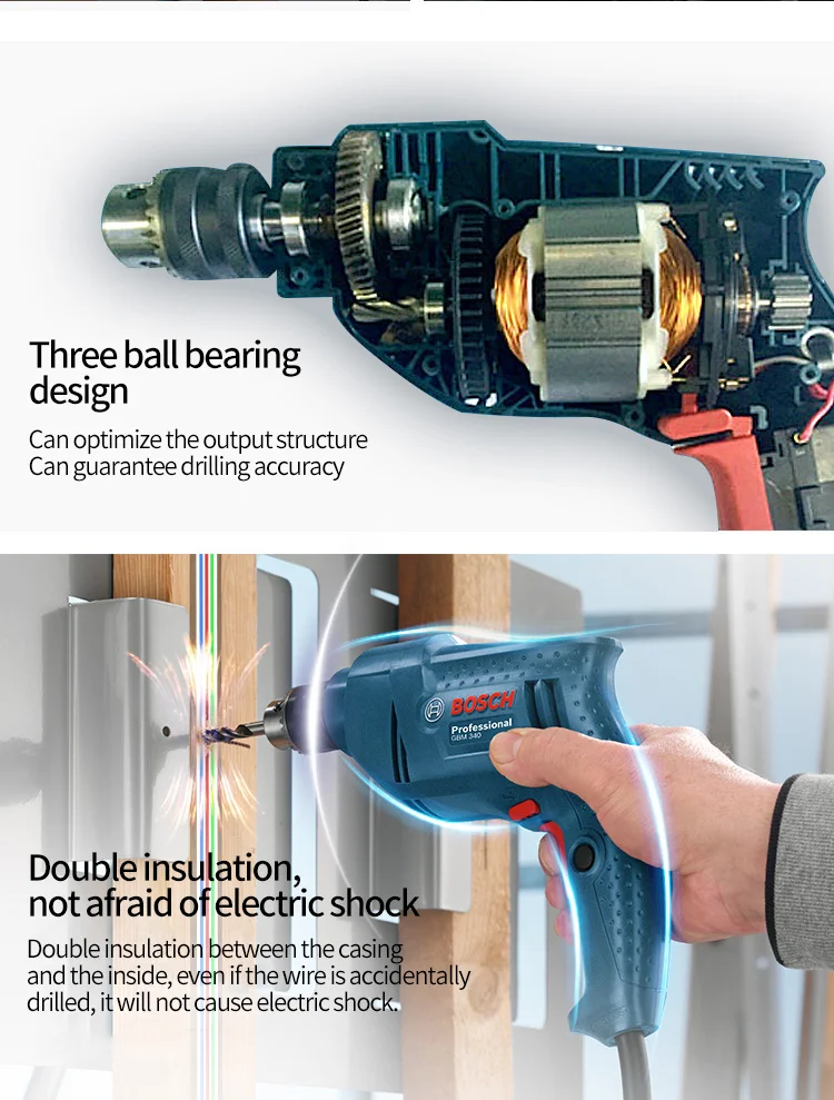 BOSCH GBM340 электрическая сверлильная электрическая отвертка ручная дрель пистолет электрическая дрель многофункциональная ручная дрель для дома