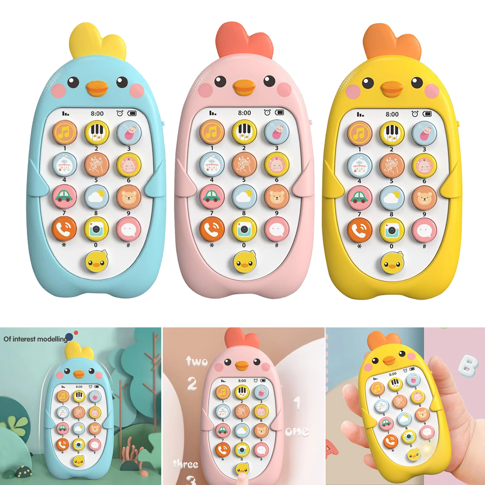 

Cartoon Chick Baby Mobile Phone Educational Learning Kids Musical Toy