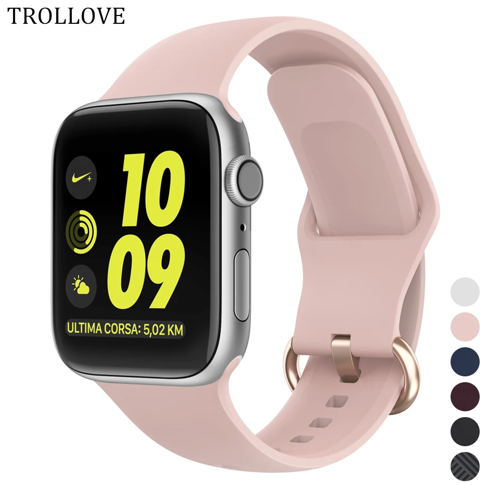 Ремешок силиконовый для часов iwatch спортивный браслет Apple Watch band 42 мм 38 40 44 Series 5 &amp 4