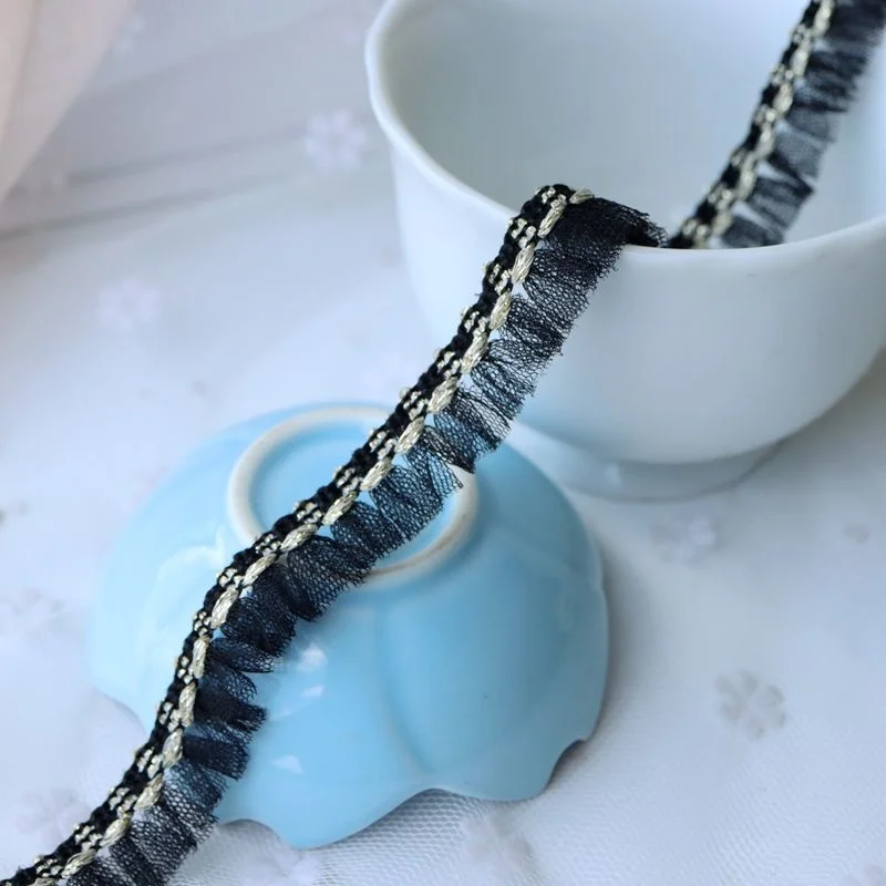 Ширина 1 4 см белая черная сетчатая тесьма Золотой кружевной воротник отделка