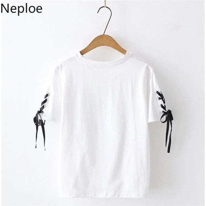 Neploe, летние топы, корейский стиль, Harajuku, футболка, короткий рукав, Женские повседневные футболки, японский принт, уличная одежда, готический, белый, черный, футболки