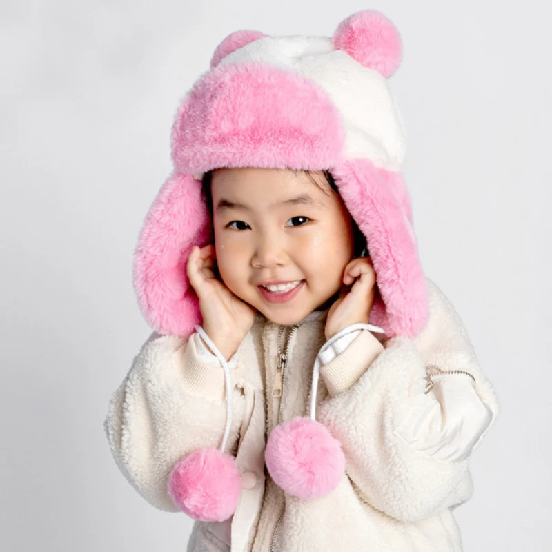 HT2729 детские зимние шапки Мягкая флисовая Лыжная Шапка ушанка для мальчиков и