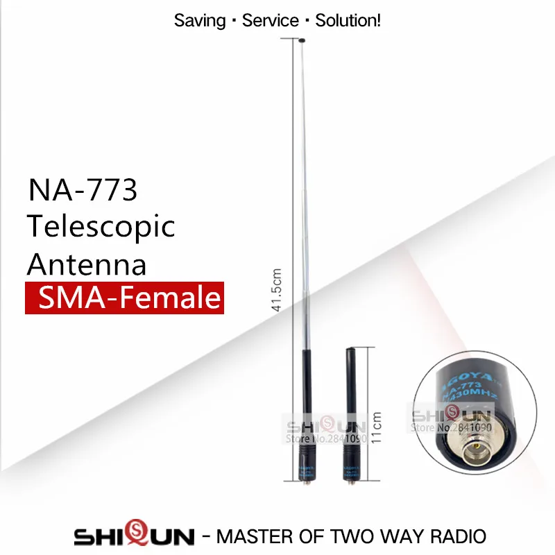 flexible nagoya na 773 sma female walkie talkie antenna for baofeng uv 5r uv 82 bf 888s uv xr dual band vhf uhf antenna free global shipping