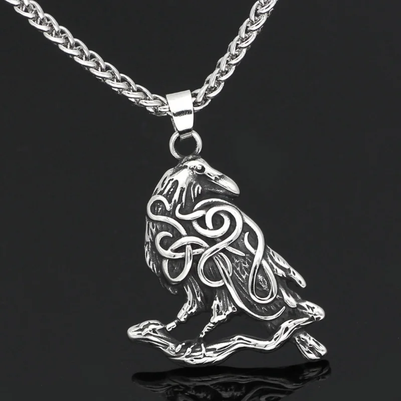 

New fashion fashion retro Celtic knot crow necklace men's gothic hip hop locomotive party accessories pendant gift wholesale