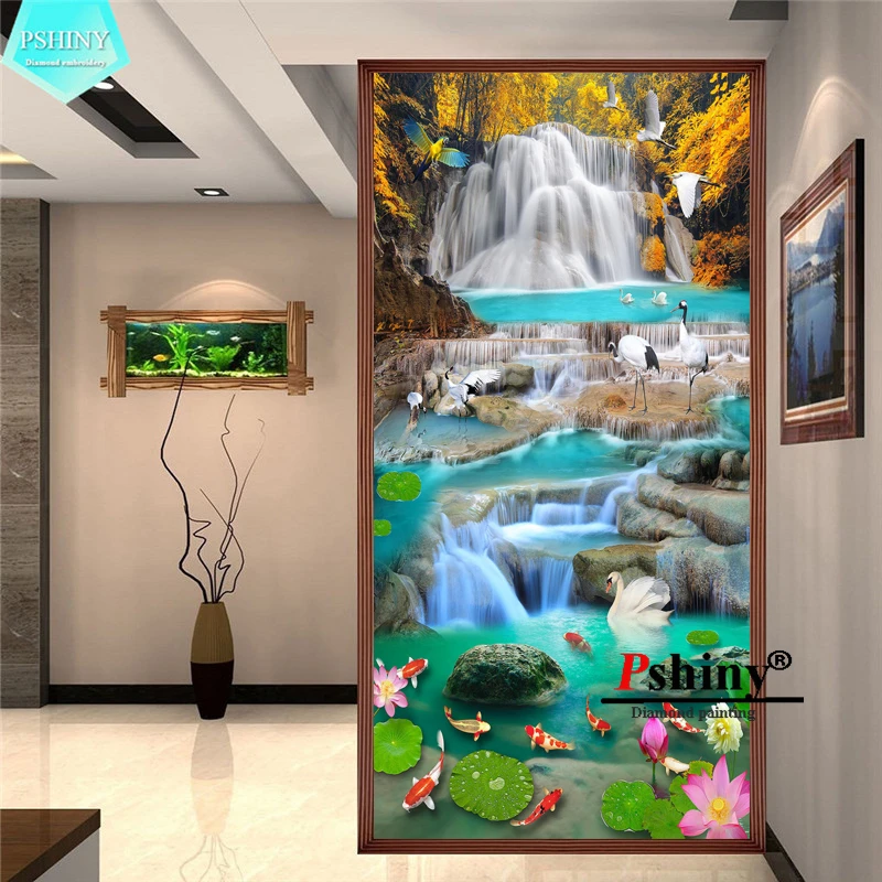 PSHINY DIY 5D алмазная вышивка распродажа картины с изображением водопада из