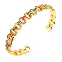 fasion women gold classic bracelets bangles jewelry cz colorful zircon bracelet concise crystal bracelet gift femme